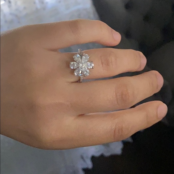 Snowflake 925 Silver Ring White Sapphire Size 6-10 - Picture 14 of 14